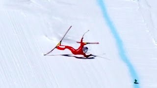 High Speed Ski Crash in 4K  Simon Billy Vars 2017 from the 245kmh start [upl. by Bab]