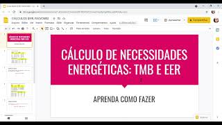 CÁLCULOS EER TMB  NECESSIDADES ENERGÉTICAS NA NUTRIÇÃO [upl. by Eirrehs]