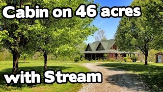 Artist Retreat Log Cabin style home on 46 acres Barn and Creek [upl. by Isabel]