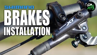 Shimano BRAKES Installation HowTo 12 Speed or 11 Speed XTR XT SLX Deore 2 and 4 Piston Brake [upl. by Tterraj220]