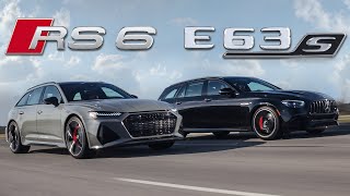 MONSTERS 2021 Audi RS6 Avant vs MercedesAMG E63S Wagon Review [upl. by Nylisoj]