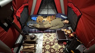 Hot Tent Camping In A Snowstorm [upl. by Wampler]