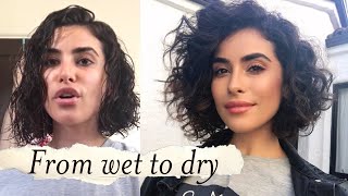 How to Style Short Curly Hair  WET TO DRY Tutorial [upl. by Abbie]