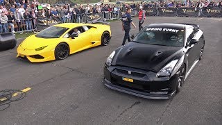 Nissan GTR R35 vs Lamborghini Huracan Novitec NLargo S [upl. by Christina707]