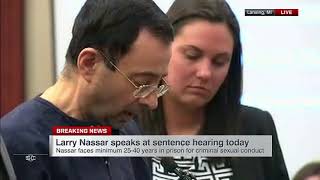 Larry Nassar reads statement in court before sentencing  ESPN [upl. by Yrogreg]