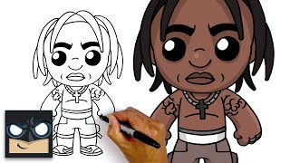 How to Draw Travis Scott  NEW FORTNITE SKIN [upl. by Marcella]