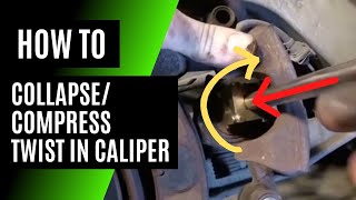 How to Collapse Compress A Twist In Rear Brake Caliper [upl. by Aiepoissac56]