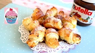 Leckere Mini Croissants mit Nutella aus Blätterteig  Turborezept [upl. by Nanoc914]