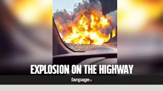 Italy explosion in Bologna Fire over the highway quotIt looked like a bombquot [upl. by Greenland]