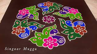 Sankranthi special peacock rangoli designs 13X7 dots  Pongal kolam designs 2022 Sankranthi muggulu [upl. by Sabian522]