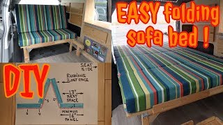 Van conversion BED Folding sofa bed DESIGN DIY and EASY [upl. by Rawlinson80]