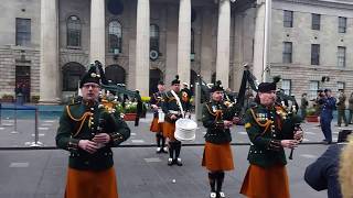 Irish Defence Forces Pipe Band amp Army No1 Band Perform outside GPO Dublin Easter Sunday 2017 [upl. by Fitts222]