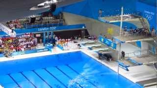 Mexican Diver doing inward 45 flips in tuck position in Mens Diving 10m Semi Final London Olympics [upl. by Schug468]