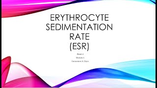 Erythrocyte Sedimentation Rate [upl. by Witt871]