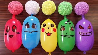 Making Slime With Funny Balloons and Floam Balls  Pikachu [upl. by Enniotna]