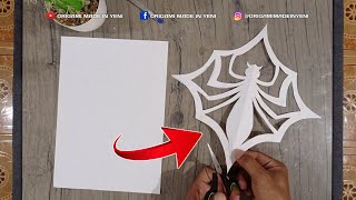 How to cut paper into a spider  easy origami [upl. by Ecirahs]