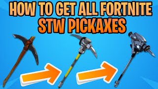 Fortnite Stw All Pickaxe Upgrades  How To Get a Better Pickaxe in Fortnite Save The World [upl. by Hgielrahc175]