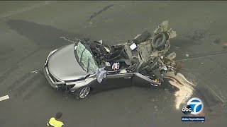 DASHCAM 1 killed 3 hurt in chainreaction crash on 15 Freeway I ABC7 [upl. by Janel]