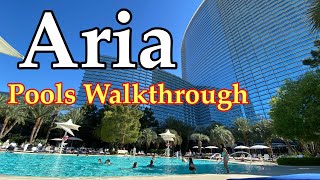 ARIA RESORT amp CASINO POOLS WALKTHROUGH April 2021  VEGAS etc [upl. by Ijan]