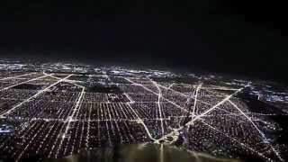 Night Landing Airplane at Chicago Ohare International Airport Cockpit View [upl. by Nhabois]