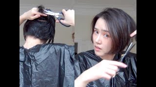 Eng sub 自己剪短发cut your own hair短发再剪短 [upl. by Goodman480]