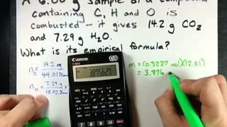 Empirical Formula from Combustion  Carbon Hydrogen AND oxygen [upl. by Elizabeth]