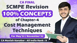 SCMPE Chapter 4  Cost Management Techniques Revision  Full Coverage  CA Monish Kanabar [upl. by Dyolf661]