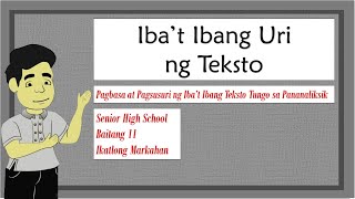 Ibat Ibang Uri ng Teksto I Pagbasa at Pagsusuri ng Ibat Ibang Teksto Tungo sa Pananaliksik [upl. by Wheelwright926]