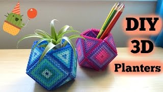 DIY 3D Perler Bead Geometric Planters [upl. by Lynette]