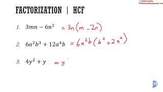 Factorization by HCF  Algebra [upl. by Pollitt847]