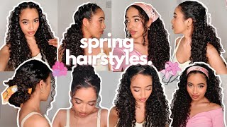 10 EASY HairStyles for Curly Hair  SPRING 2021 ✨ [upl. by Llerred]