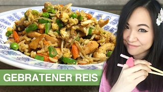 REZEPT gebratener Reis mit Hühnchen  chinesisch kochen [upl. by Giefer]