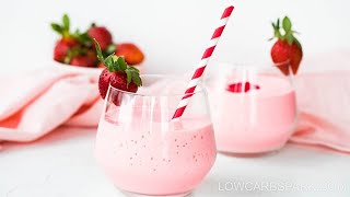 High Protein Keto Strawberry Smoothie  Super Thick amp Creamy [upl. by Keely]