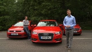 2013 Audi A3 vs Mercedes AClass vs VW Golf Group Test  What Car [upl. by Fagen]