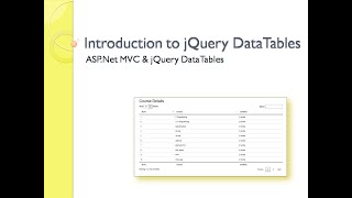 1  Introduction to jQuery Datatables [upl. by Woodward299]