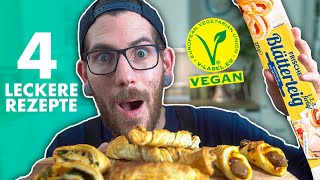 4 VEGANE REZEPTE MIT BLÄTTERTEIG  Nutella Würstchen und mehr [upl. by Annej6]