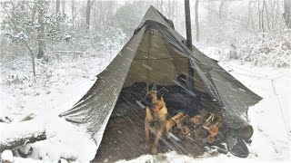 4 Days WINTER CAMPING in Blizzard With My Dog Survival Off Grid Nature Movie Snowstorm Bushcraft [upl. by Quentin]