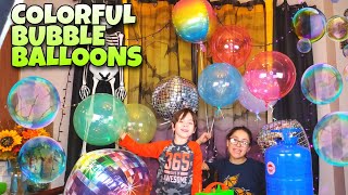 Inflating Colorful Bubble Bobo Balloons LED Party Helium amp Air Filled Balloon Comparison DISCO BALL [upl. by Telfer376]