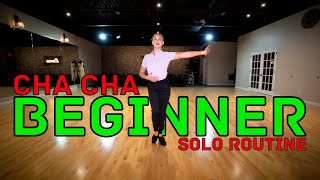 Beginner Cha Cha Solo Practice Routine  Ballroom Dance Tutorial [upl. by Rebmac]