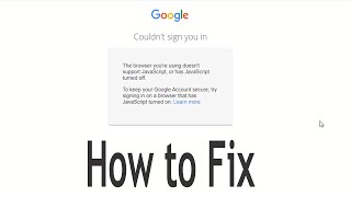 How to Fix Couldnt Sign You In  Google Gmail login error [upl. by Zarihs]