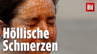 Polizeischüler testen Pfefferspray an sich selbst [upl. by Maziar132]