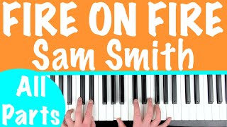 How to play FIRE ON FIRE  Sam Smith Watership Down Piano Chords Tutorial [upl. by Siuoleoj]