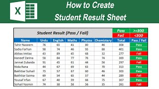 Student Result Sheet SUM and Pass or Fail  Excel for Beginners 2021 [upl. by Ahsahtan]