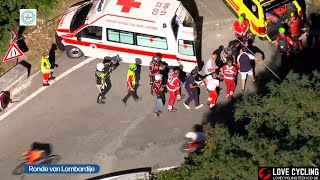 Remco Evenepoel Crashes On Bridge At Il Lombardia [upl. by Anoblav691]