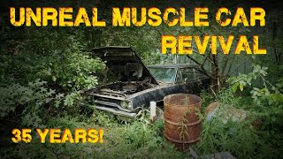 ABANDONED Muscle Car Revival First Start in 35 years  Part 1 [upl. by Ahsikin]