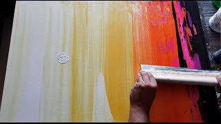 Abstract painting  Simple and EASY  Using rubber squeegee in acrylics  Demonstration [upl. by Theta]