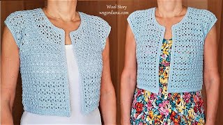 Crochet Simple Summer Bolero Tutorial  Heklani bolero [upl. by Yendys540]