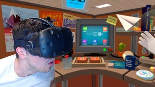 TRABAJO EN UNA OFICINA Job Simulator HTC VIVE VR [upl. by Hsetim]