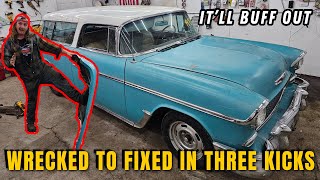 My RARE 1955 Chevy Nomad Is quotRuinedquot FAILED Paintless Dent Repair [upl. by Rehprotsirhc247]