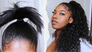 SLEEK Ponytail On NATURAL Hair With Weave [upl. by Islek609]